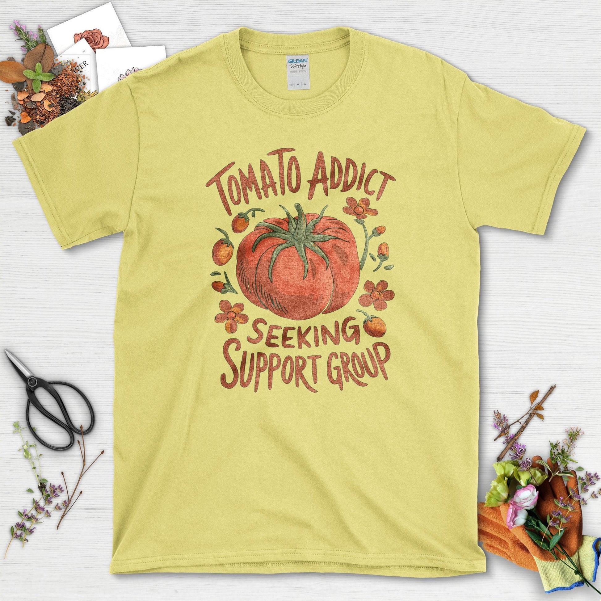 Tomato Addict Support Group T-Shirt Cornsilk / S T-Shirt