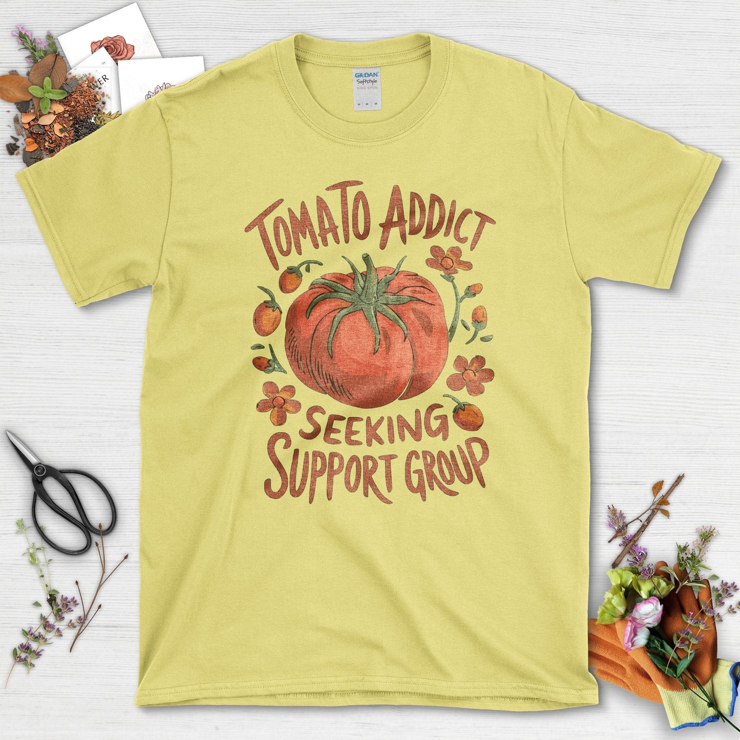 Tomato Addict Support Group T-Shirt Cornsilk / S T-Shirt