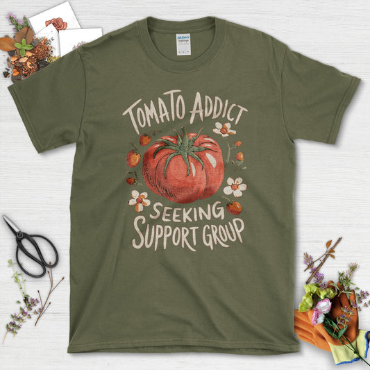 Tomato Addict Support Group T-Shirt Military Green / S T-Shirt