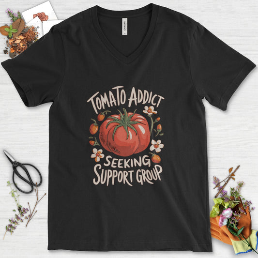 Tomato Addict Support Group V-Neck Black / S Physical Item