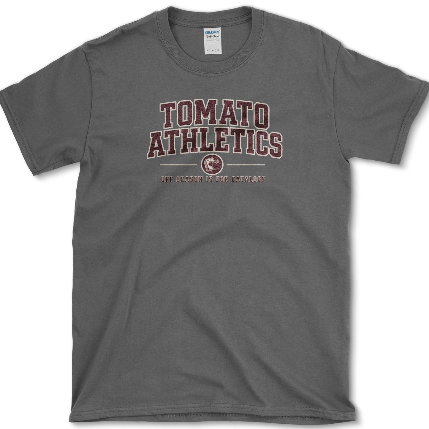Tomato Athletics design featuring tomato gardener artwork on a t-shirt