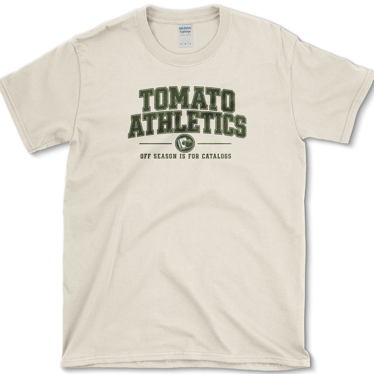 Tomato Athletics design featuring tomato gardener artwork on a t-shirt