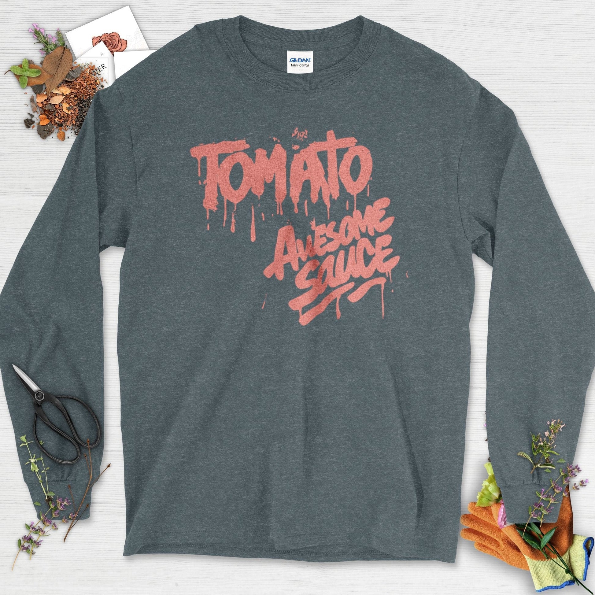 Tomato Awesome Sauce Long Sleeve Dark Heather / S Physical Item