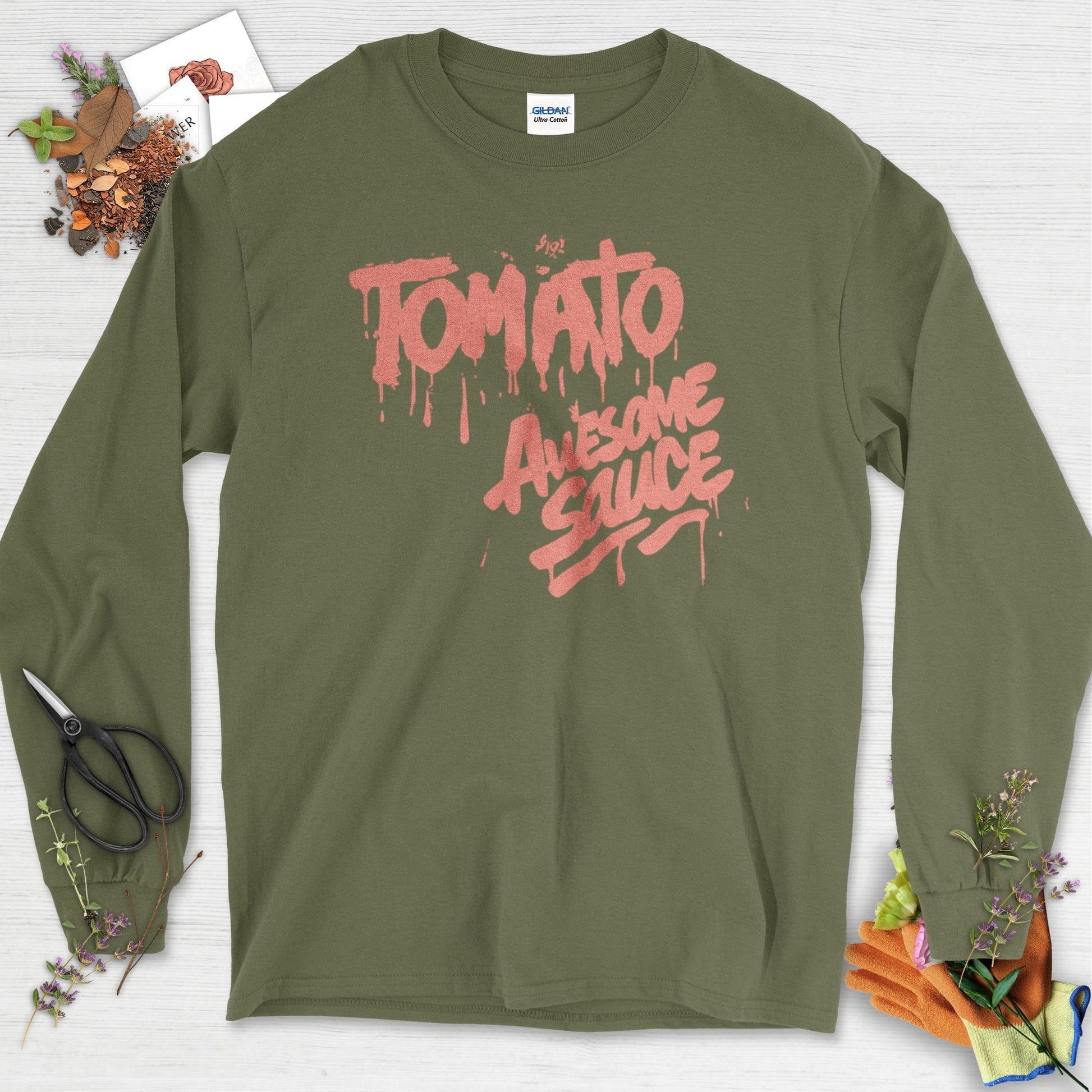 Tomato Awesome Sauce Long Sleeve Military Green / S Physical Item