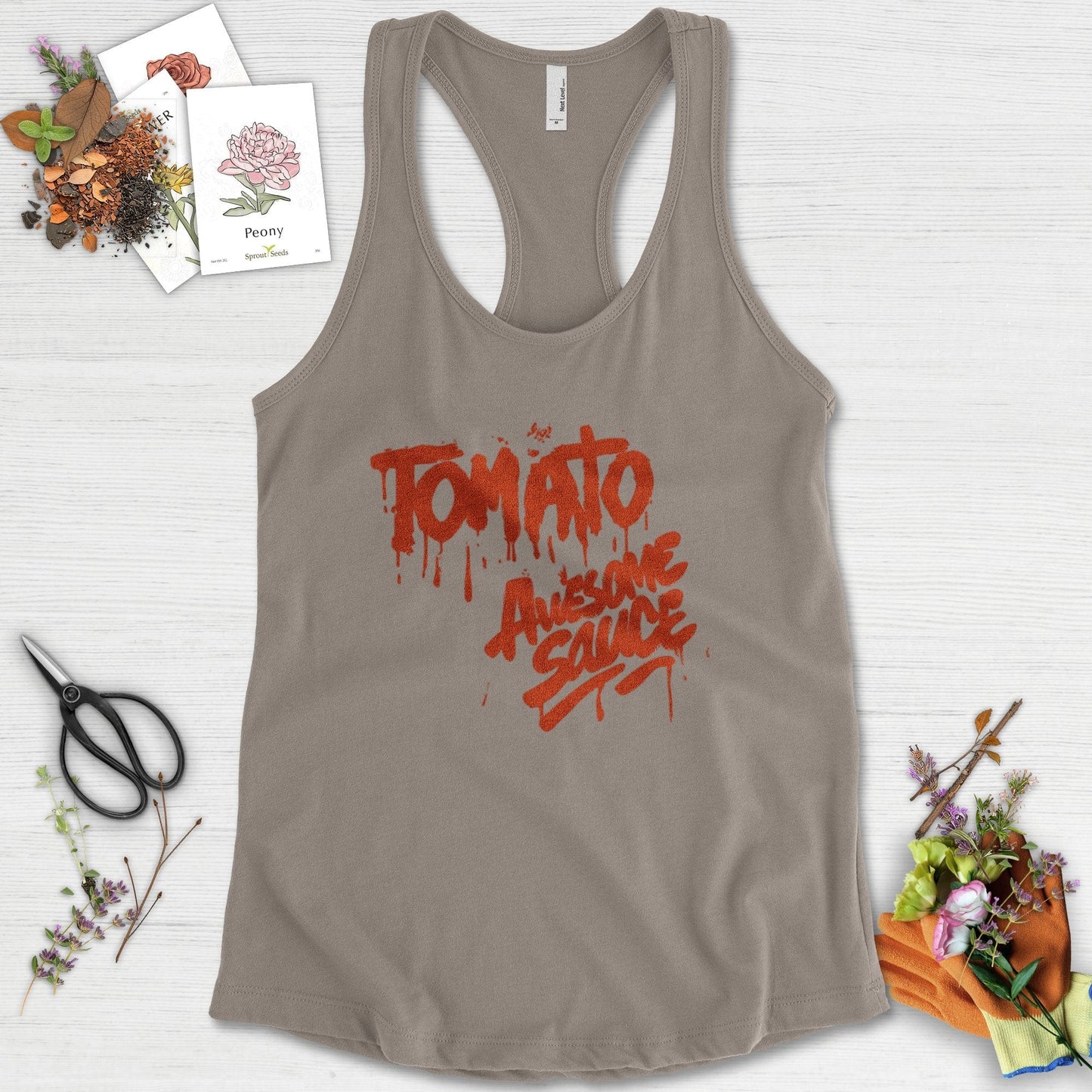 Tomato Awesome Sauce Racerback Racerback / XS / Warm Grey Physical Item