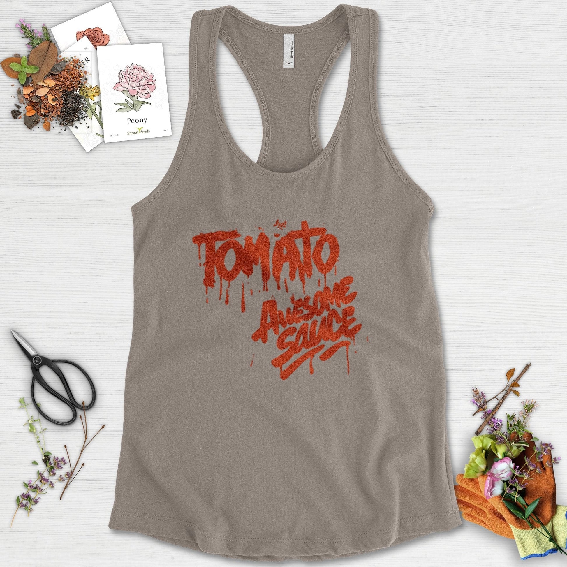 Tomato Awesome Sauce Racerback Racerback / XS / Warm Grey Physical Item