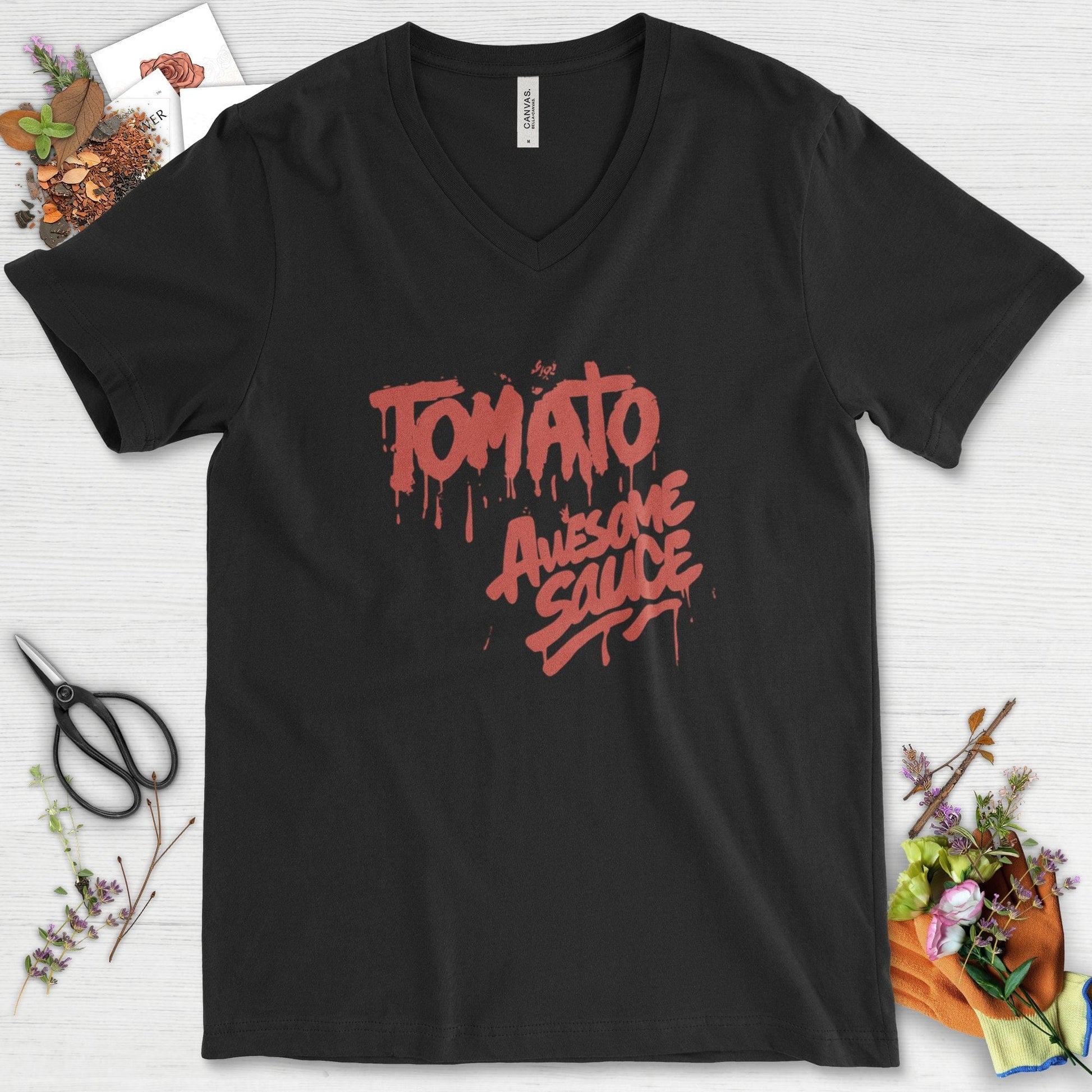 Tomato Awesome Sauce V-Neck Black / S Physical Item