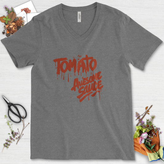 Tomato Awesome Sauce V-Neck Deep Heather / S Physical Item