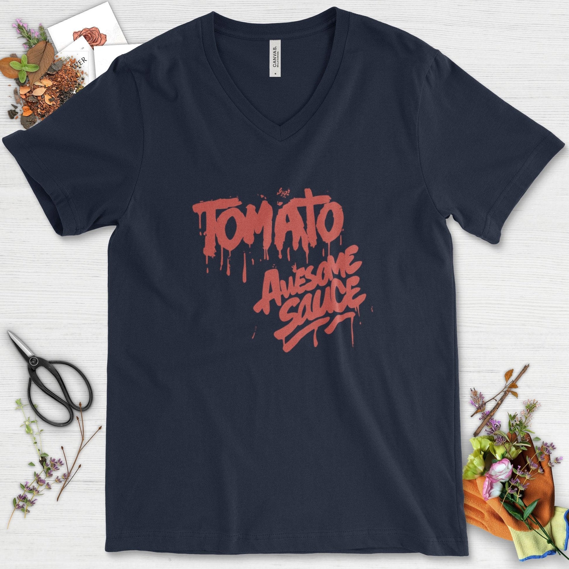 Tomato Awesome Sauce V-Neck Navy / S Physical Item