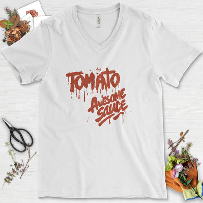 Tomato Awesome Sauce V-Neck White / S Physical Item