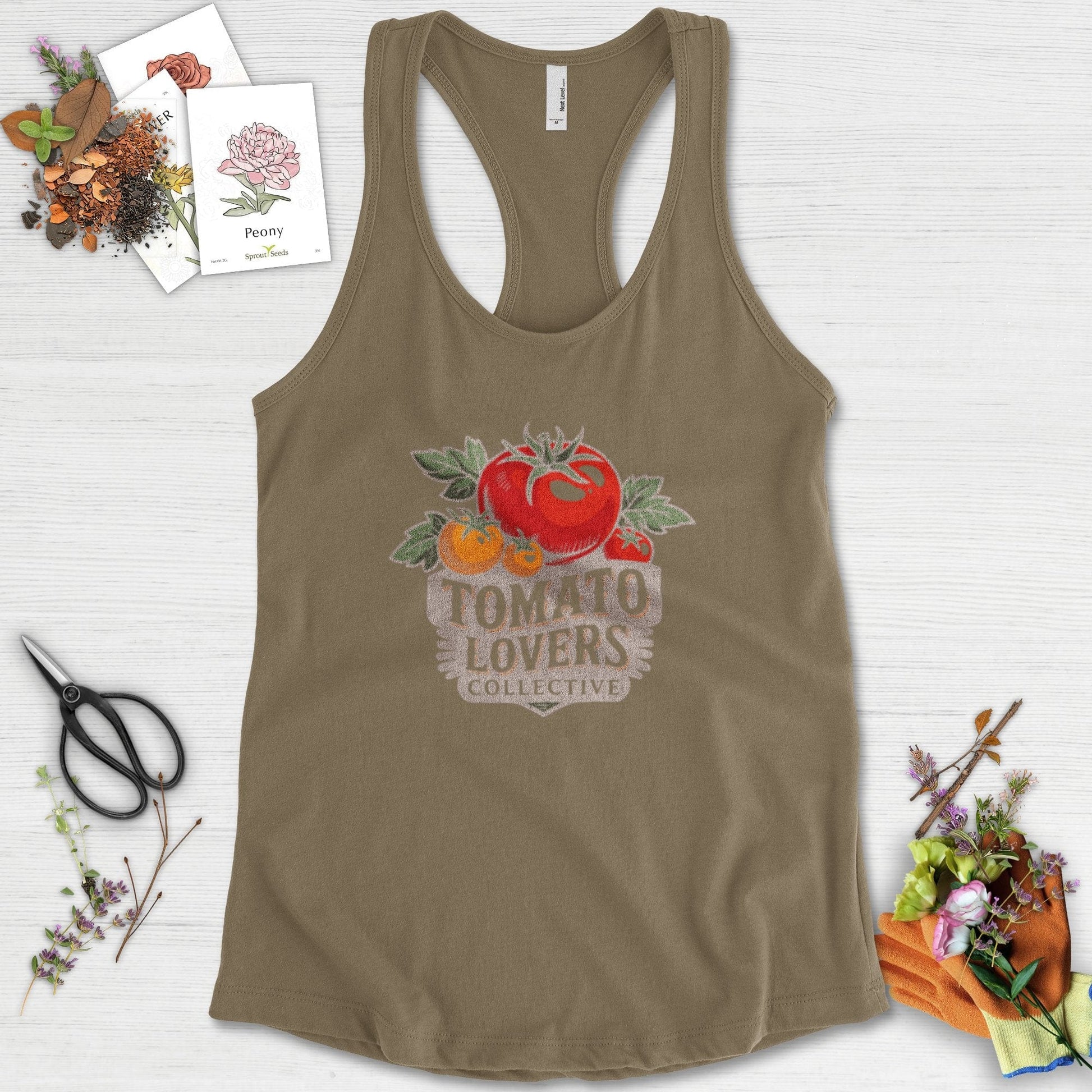 Tomato Lovers Collective Racerback Racerback / XS / Military Green Physical Item