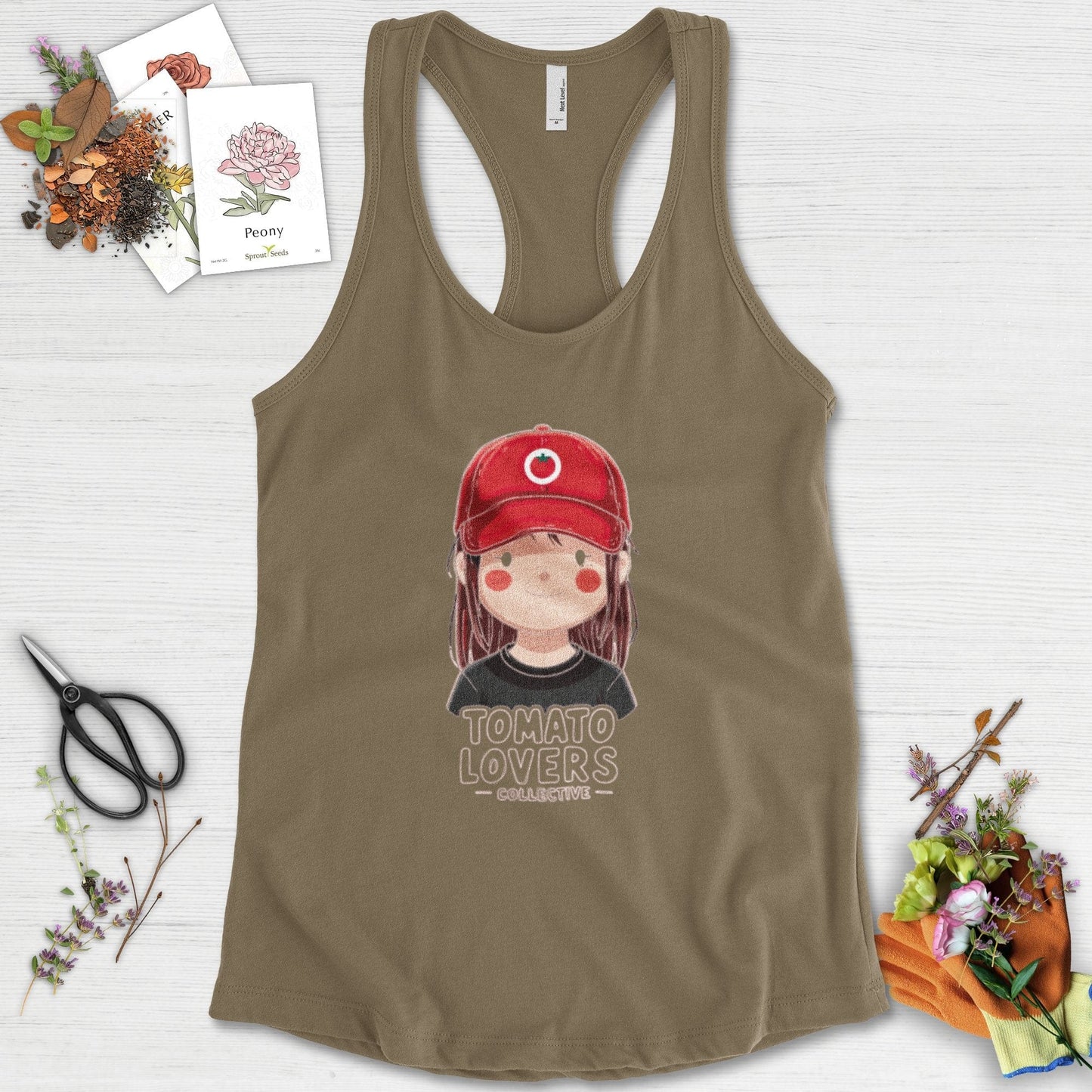 Tomato Lovers Collective Racerback Racerback / XS / Military Green Physical Item