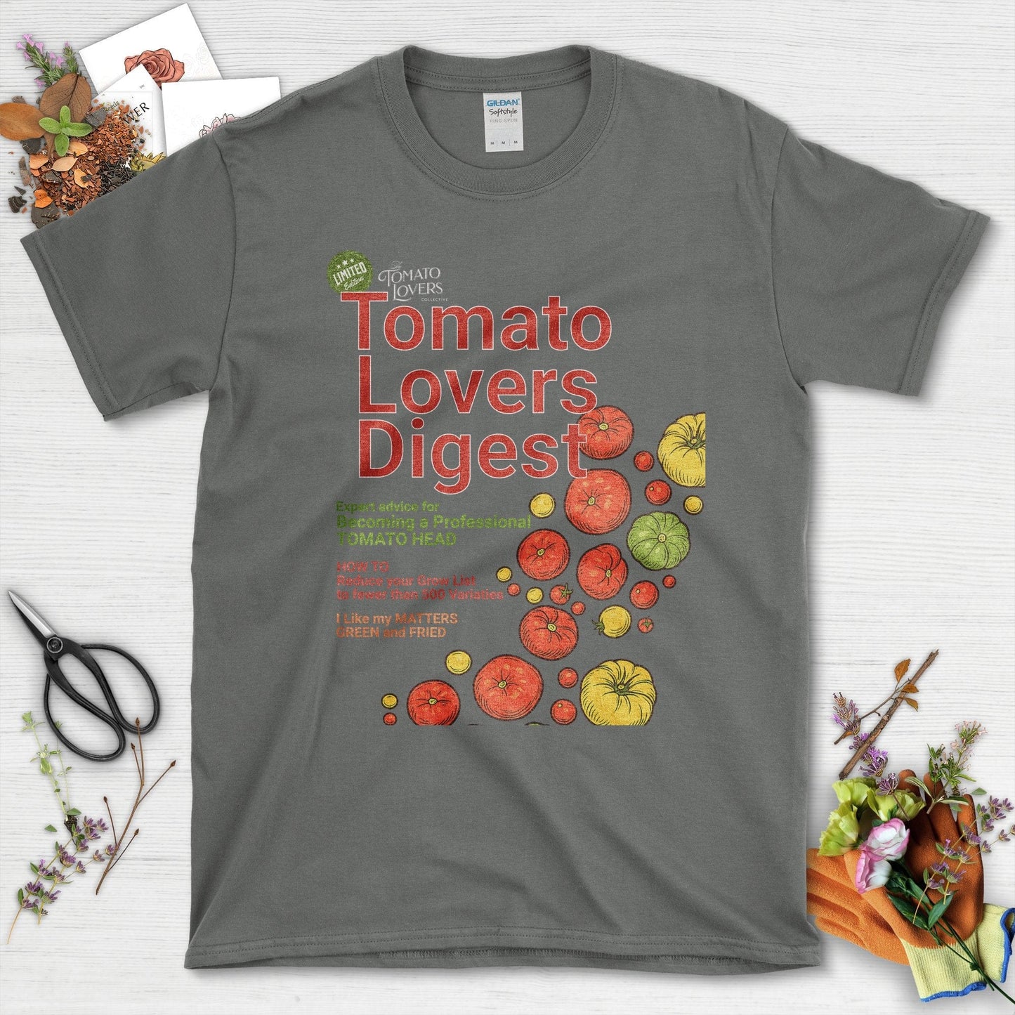 Tomato Lovers Digest T-Shirt Charcoal / S Physical Item