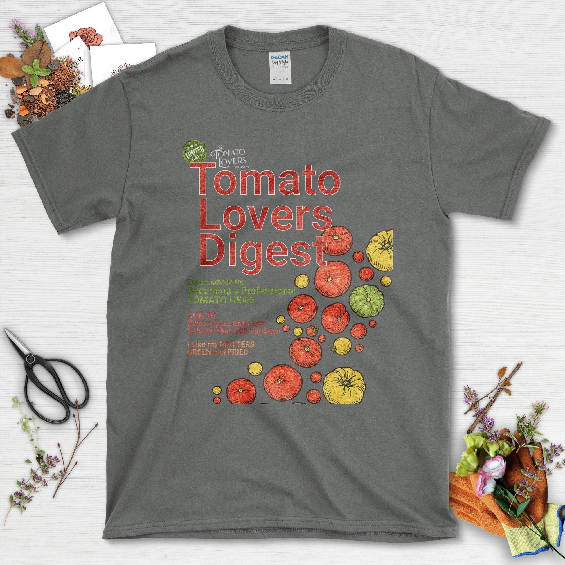 Tomato Lovers Digest T-Shirt Charcoal / S Physical Item