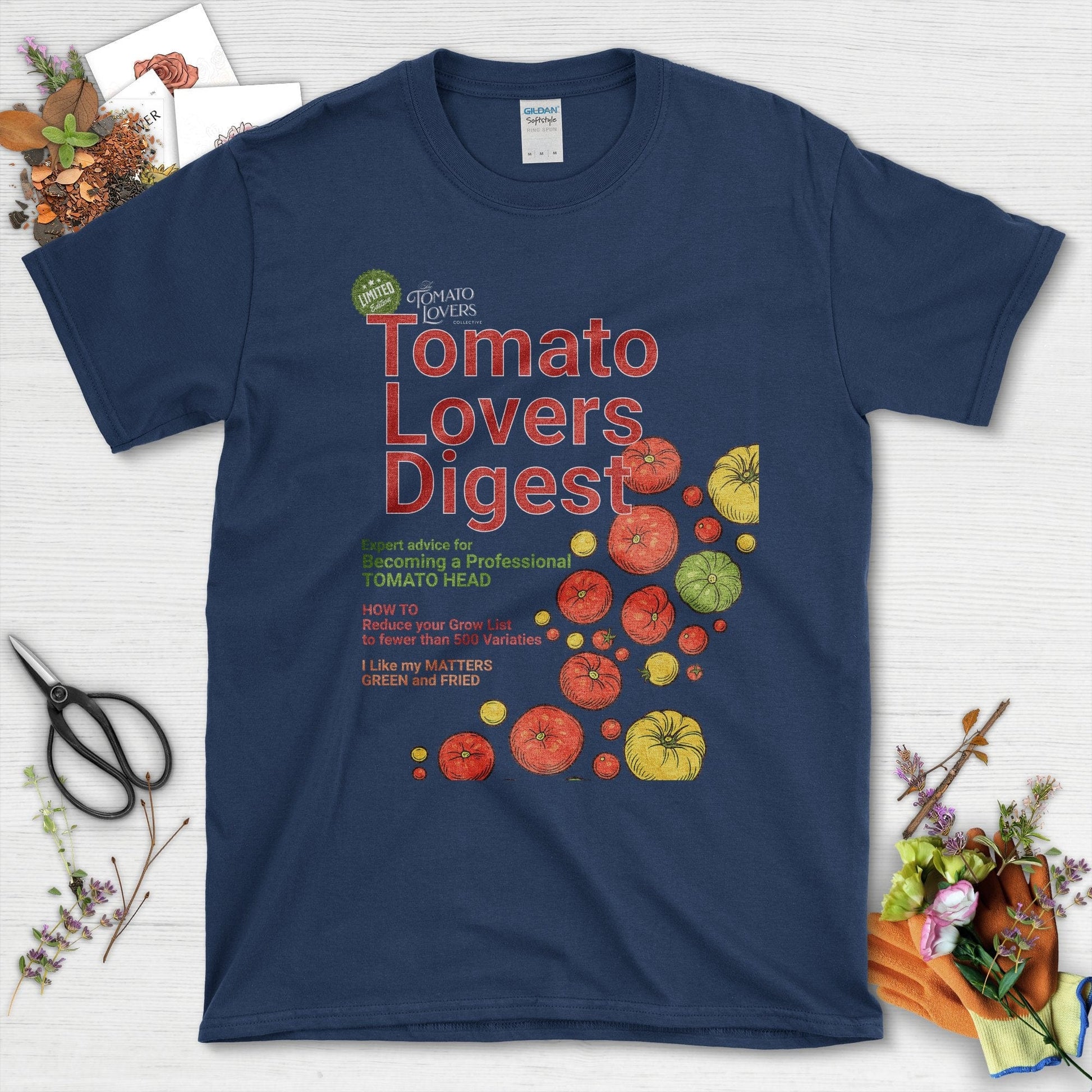 Tomato Lovers Digest T-Shirt Navy / S Physical Item