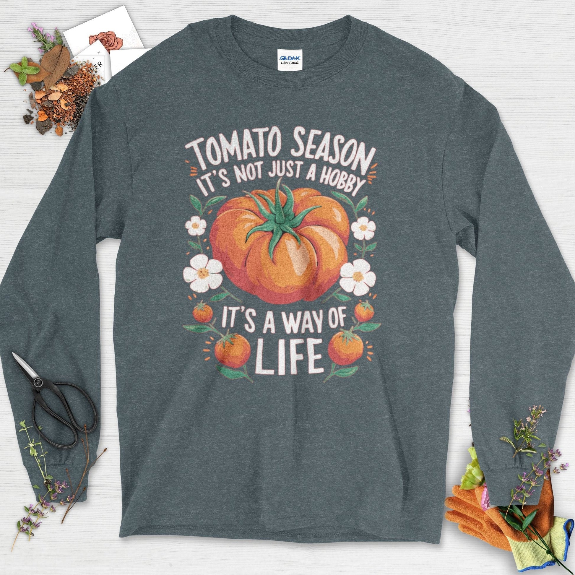 Tomato Season Way of Life Long Sleeve Dark Heather / S Physical Item