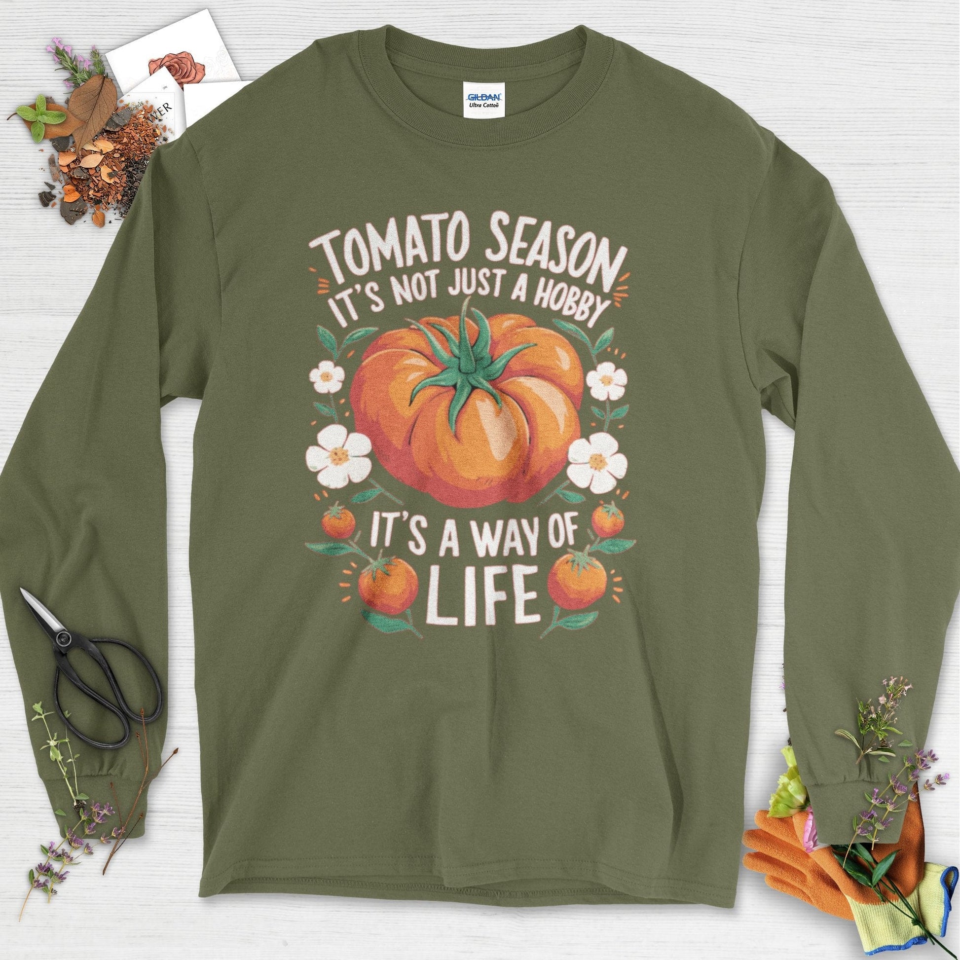 Tomato Season Way of Life Long Sleeve Military Green / S Physical Item