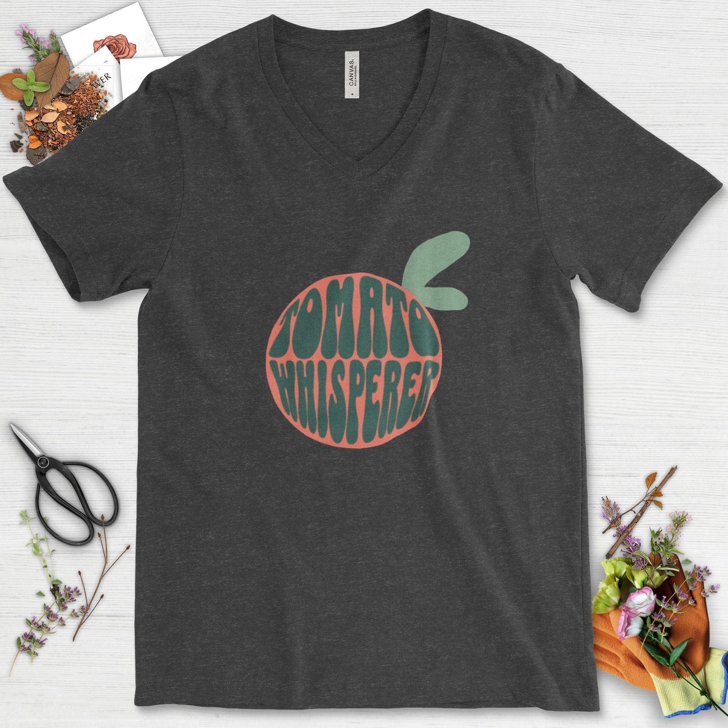 Tomato Whisperer V-Neck Dark Grey Heather / S T-Shirt