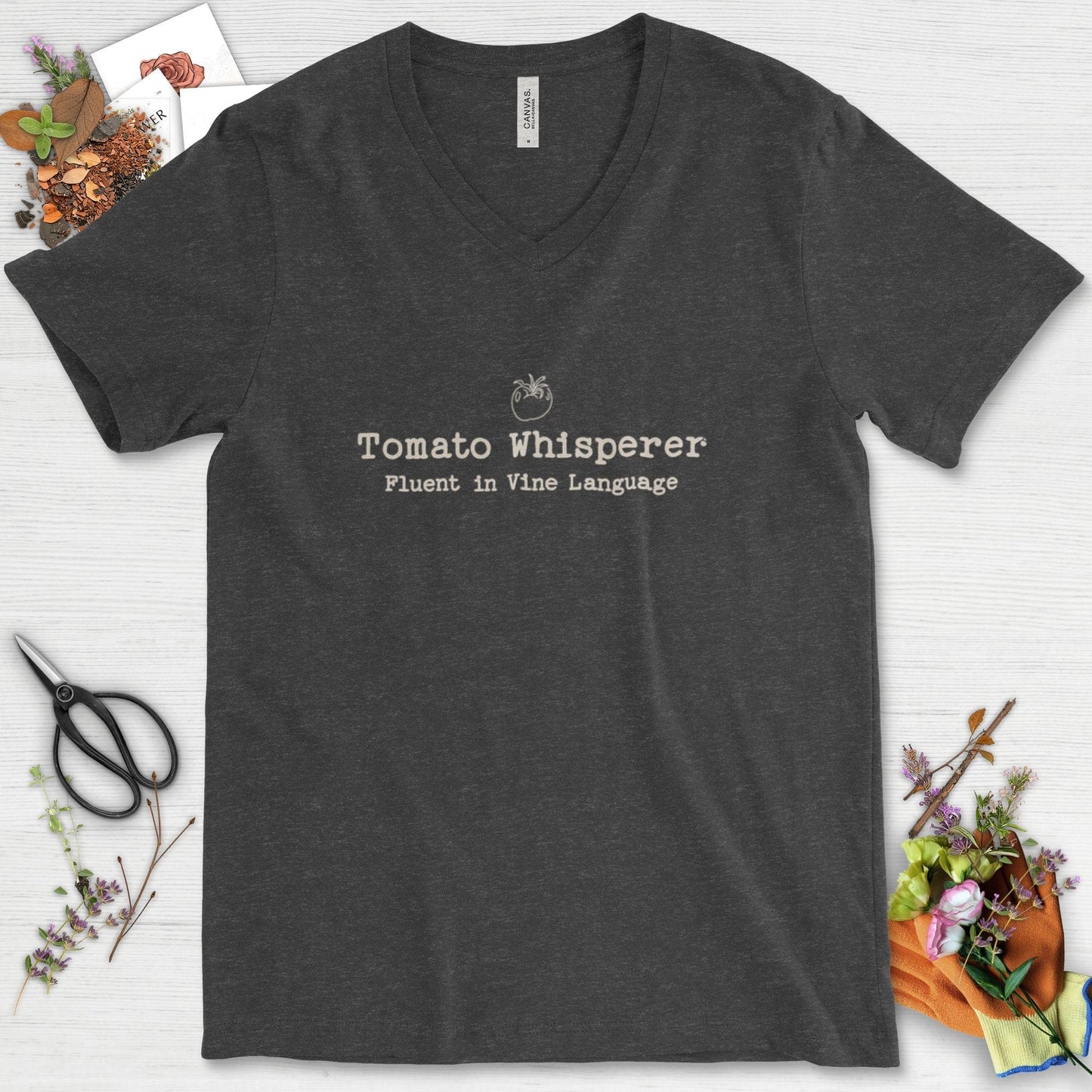 Tomato Whisperer V-Neck Dark Grey Heather / S T-Shirt