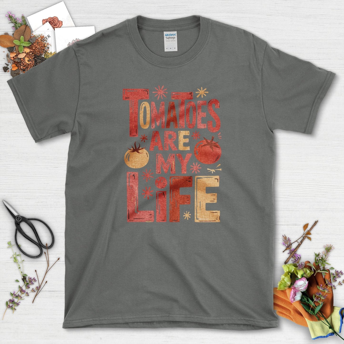 Tomatoes Are My Life T-Shirt Charcoal / S Physical Item