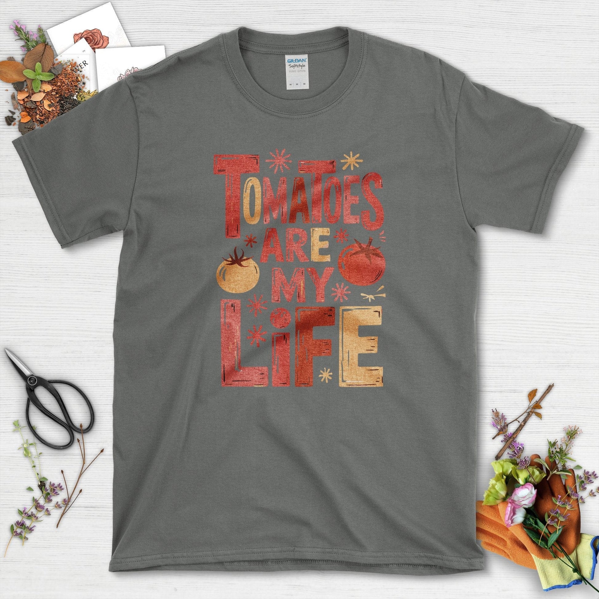 Tomatoes Are My Life T-Shirt Charcoal / S Physical Item