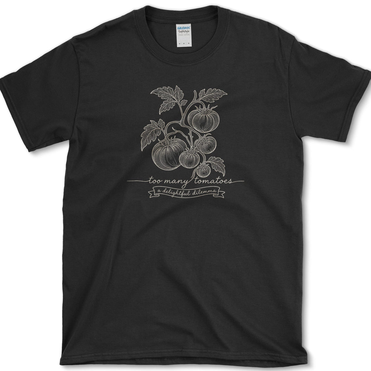 Too Many Tomatoes T-Shirt S / Black Essential Tees