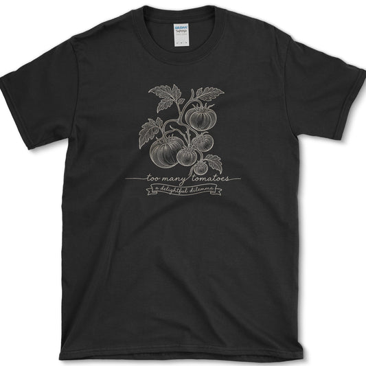 Too Many Tomatoes T-Shirt S / Black Essential Tees
