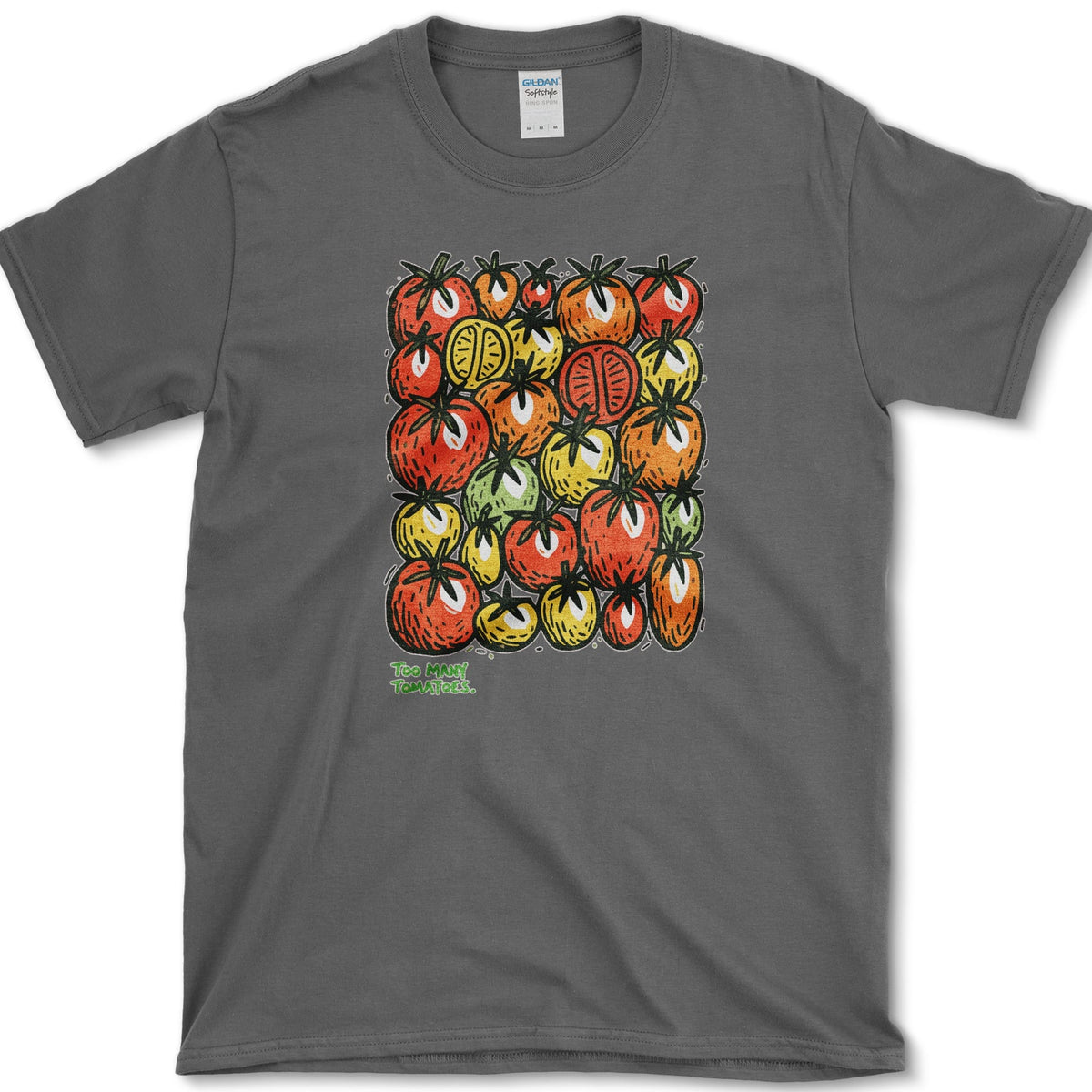 Too Many Tomatoes T-Shirt S / Dark Heather Essential Tees