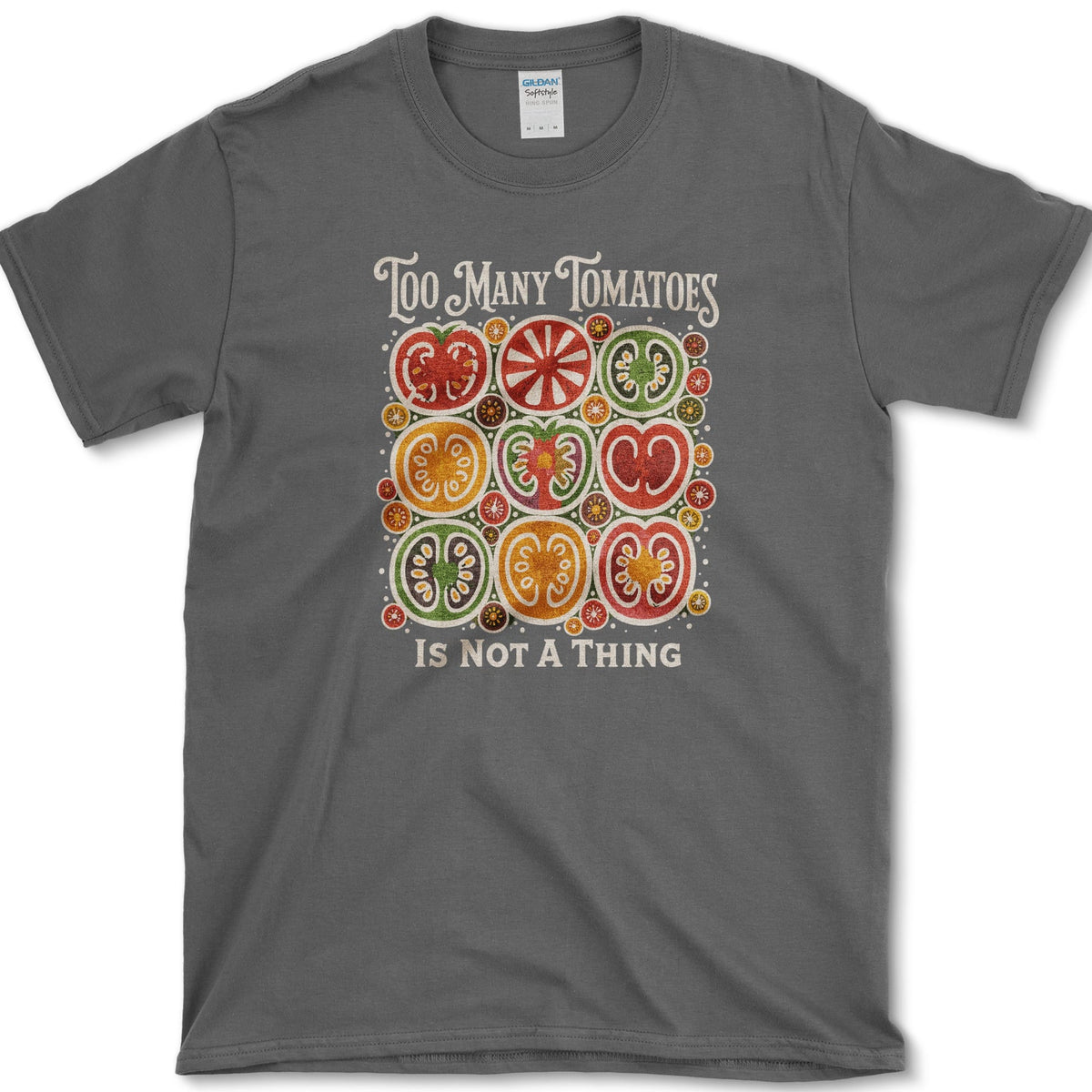 Too Many Tomatoes T-Shirt S / Dark Heather Essential Tees