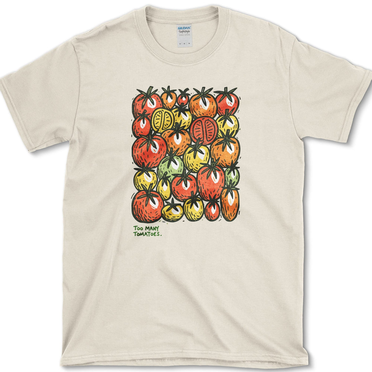 Too Many Tomatoes T-Shirt S / Natural Essential Tees