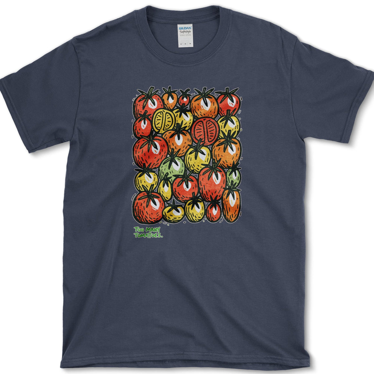 Too Many Tomatoes T-Shirt S / Navy Essential Tees