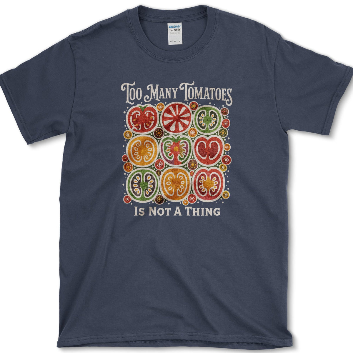 Too Many Tomatoes T-Shirt S / Navy Essential Tees