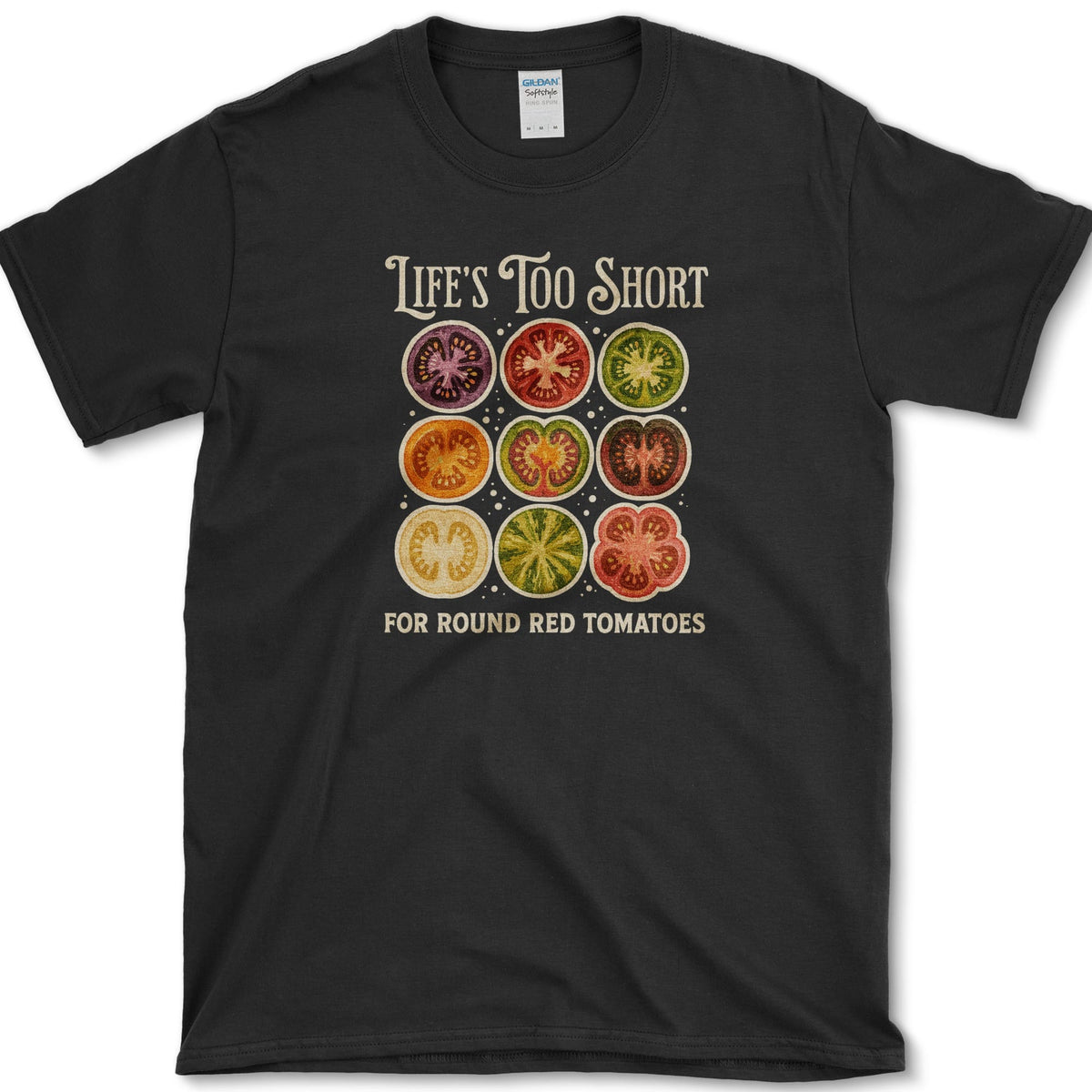 Too Short for Red Tomatoes T-Shirt S / Black Essential Tees