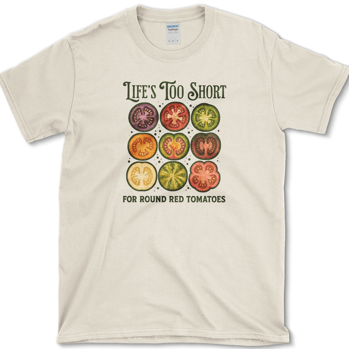 Too Short for Red Tomatoes T-Shirt S / Natural Essential Tees