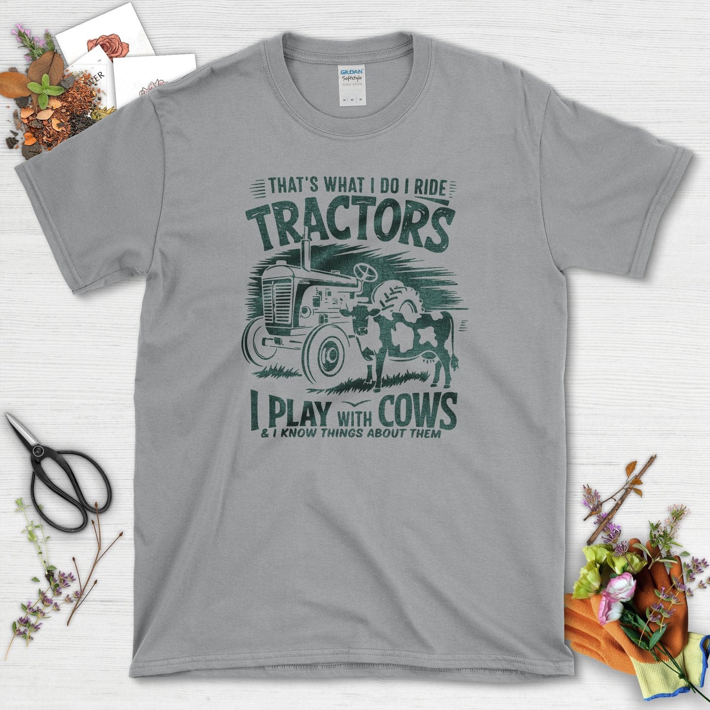 Tractor Cows Fun T-Shirt Sport Grey / S T-Shirt
