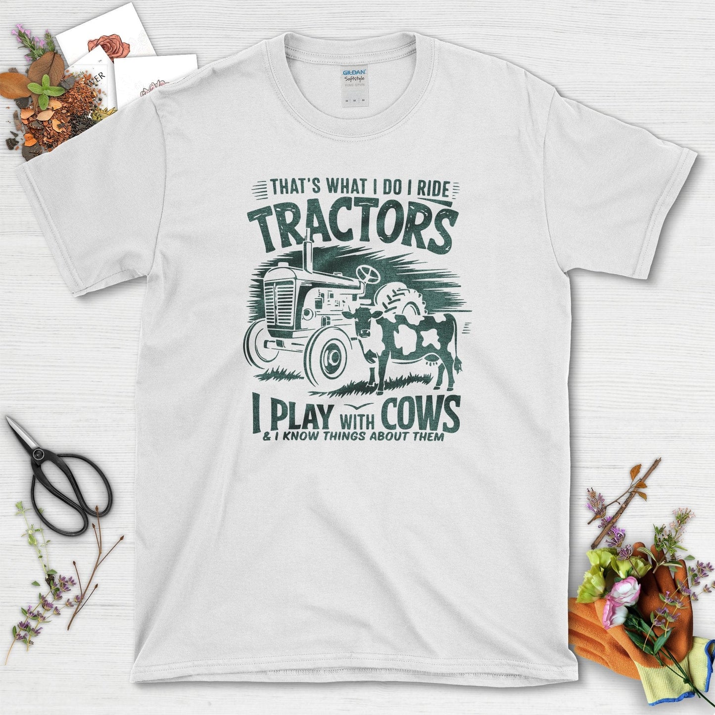 Tractor Cows Fun T-Shirt White / S T-Shirt