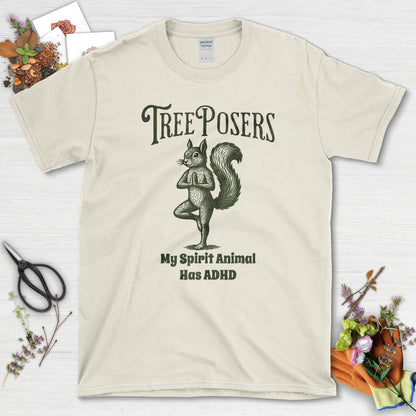 Tree Posers Squirrel Yoga T-Shirt Natural / S Physical Item