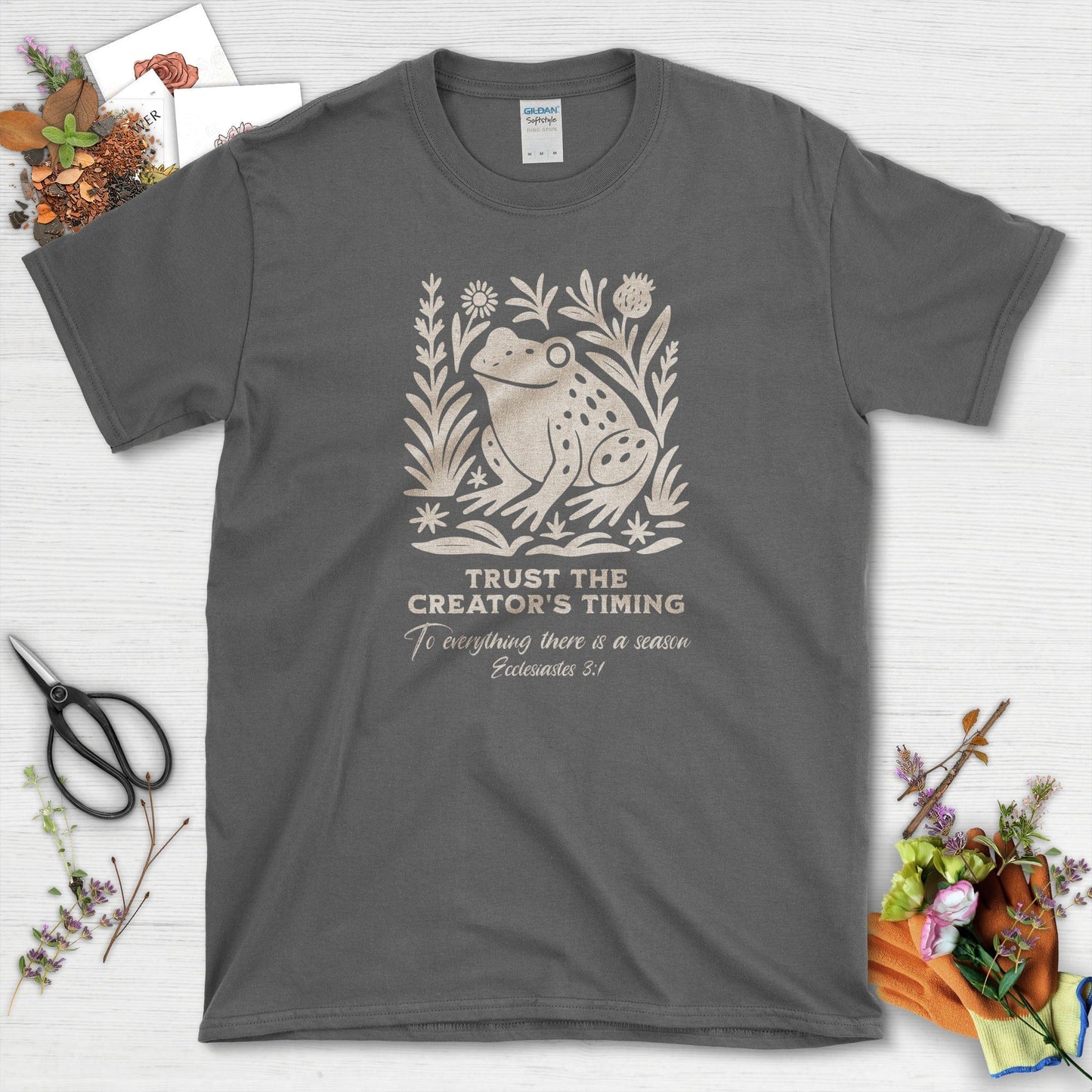 Trust the Creator's Timing T-Shirt Essential Tees / S / Dark Heather Physical Item