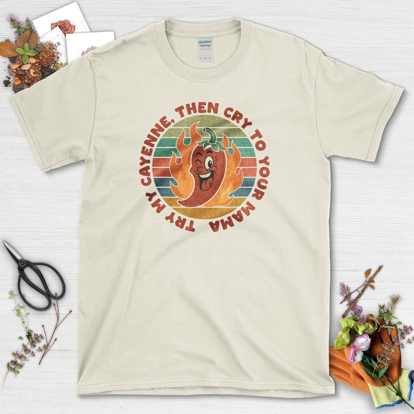 Try My Cayenne Cry to Mama T-Shirt Natural / M Physical Item