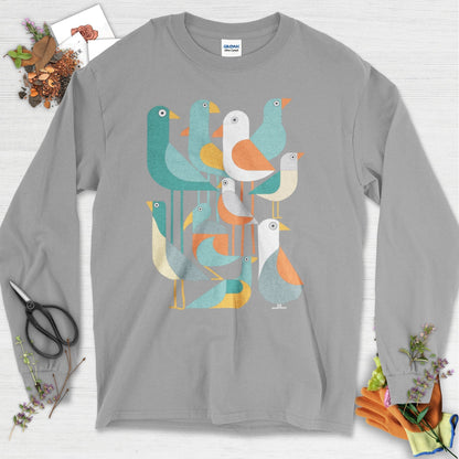 Vibrant Birds Garden Long Sleeve Sport Grey / S Physical Item