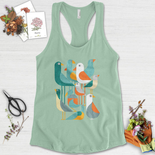 Vibrant Birds Garden Racerback Racerback / XS / Mint Physical Item