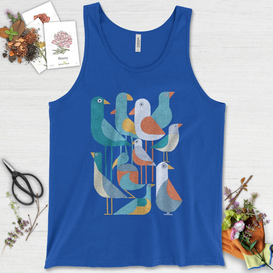 Vibrant Birds Garden Tank Top True Royal / XS Physical Item