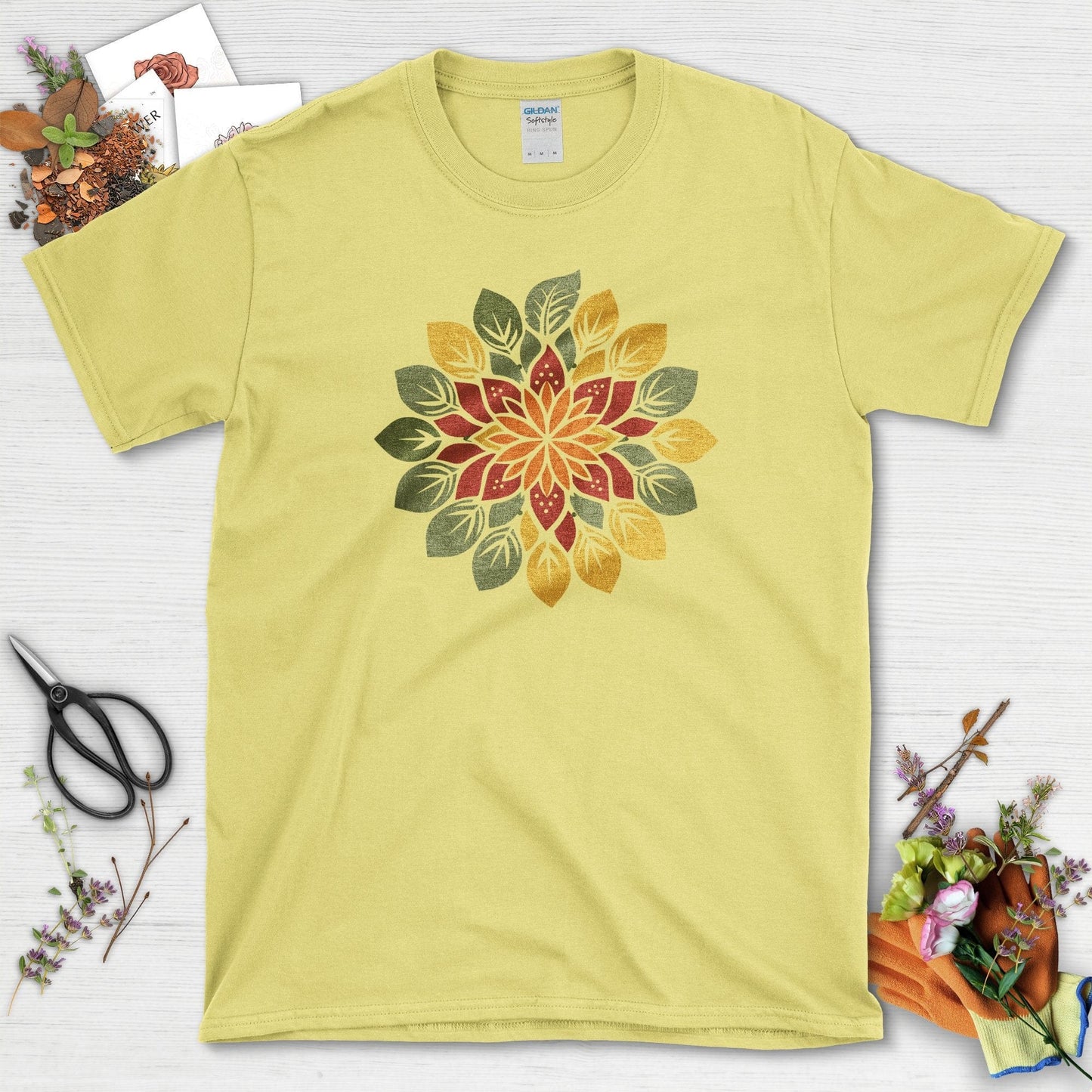 Vibrant Floral Mandala T-Shirt Cornsilk / S T-Shirt