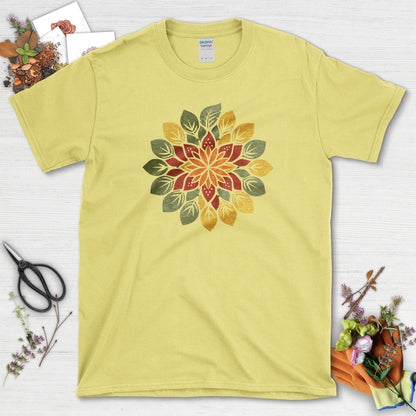 Vibrant Floral Mandala T-Shirt Cornsilk / S T-Shirt