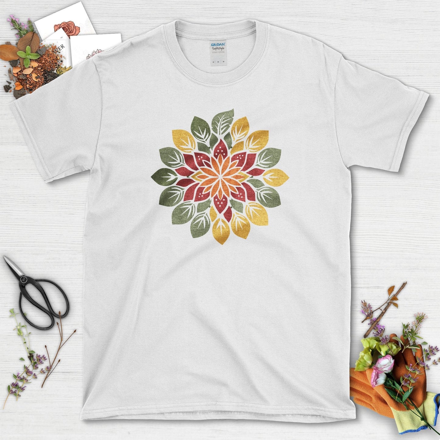 Vibrant Floral Mandala T-Shirt White / S T-Shirt