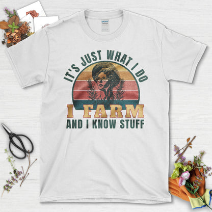 Vintage Lady Farmer I Farm and I Know Stuff T-Shirt White / S T-Shirt