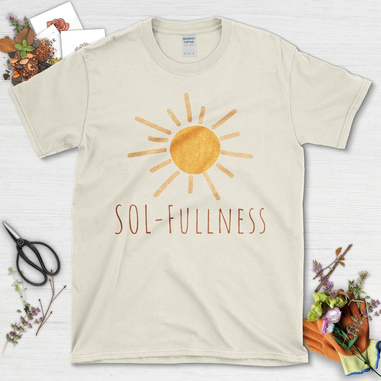 Vintage Sol-Fullness Graphic Sun Design T-Shirt Natural / S T-Shirt