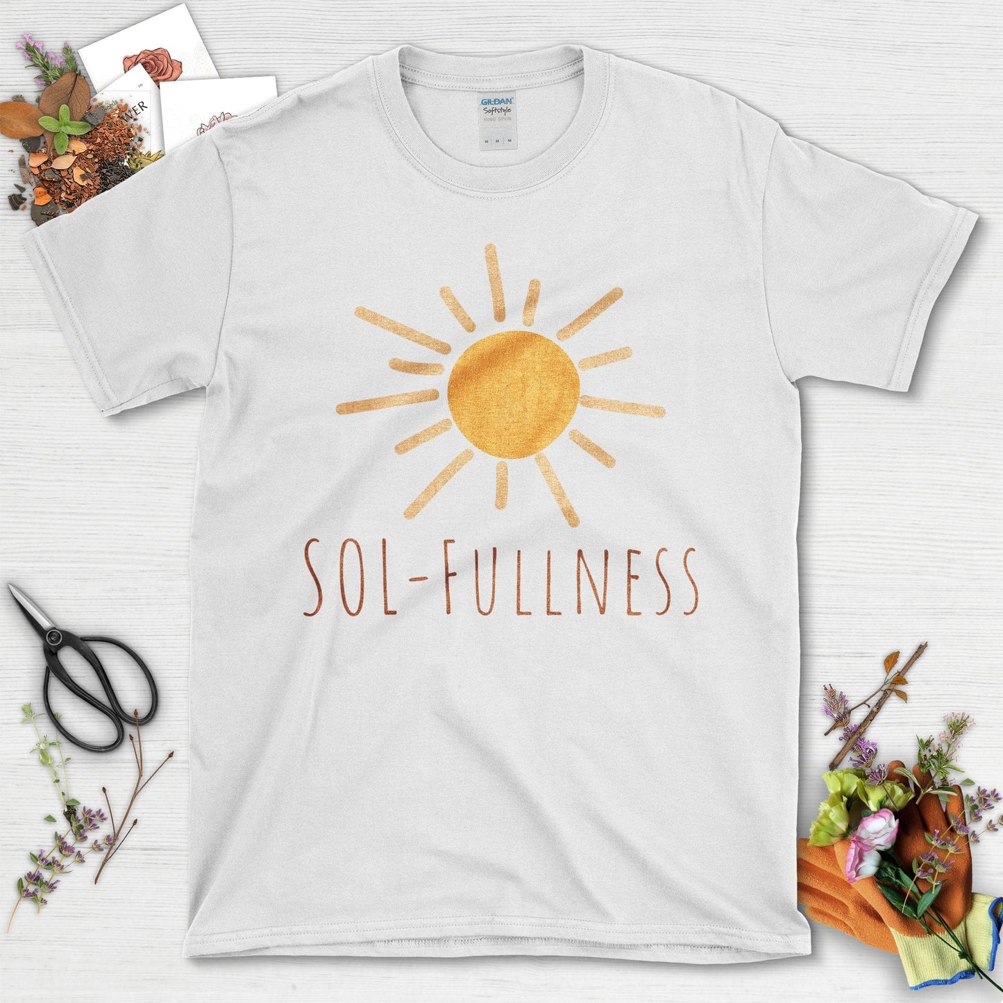 Vintage Sol-Fullness Graphic Sun Design T-Shirt White / S T-Shirt