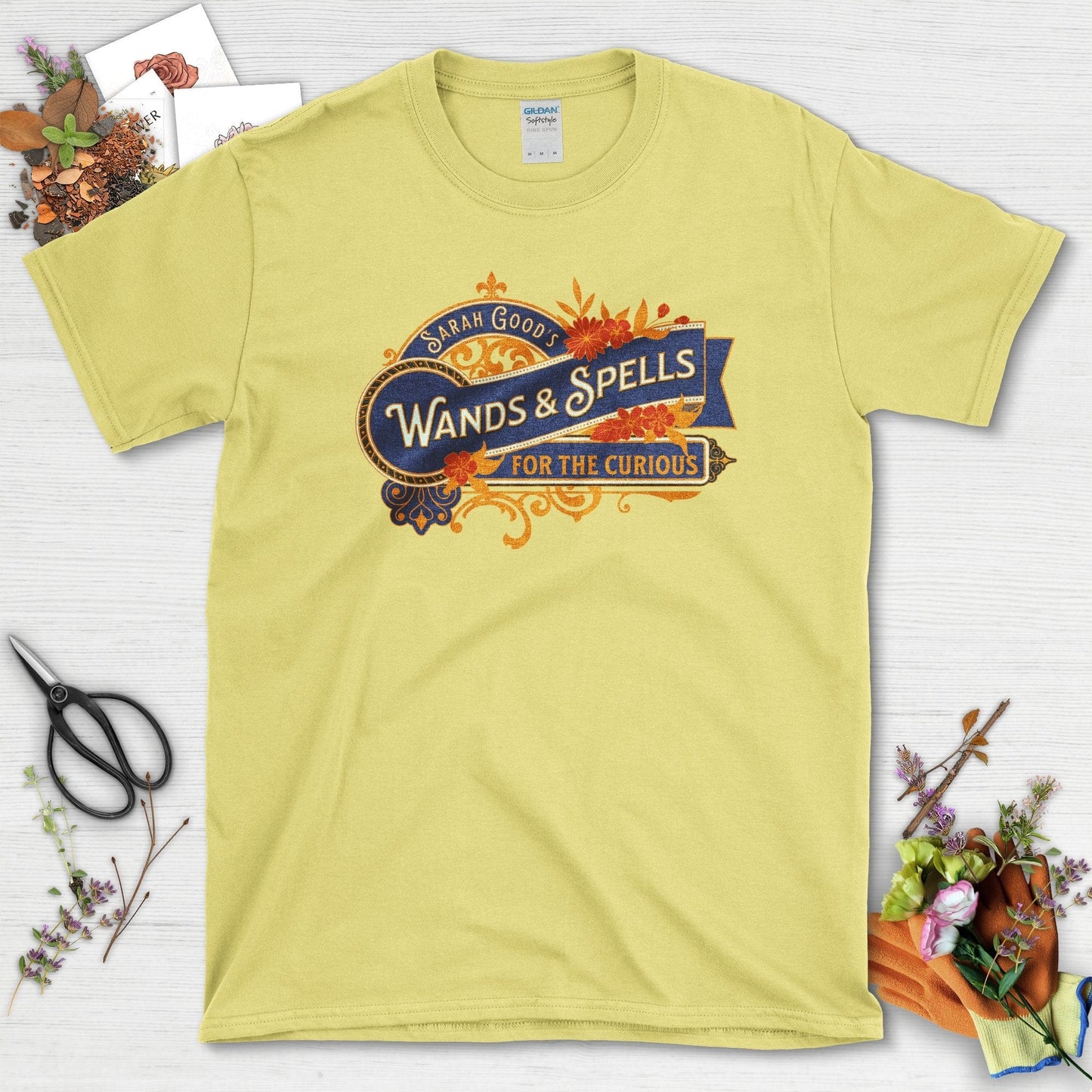 Wands and Spells Garden T-Shirt Cornsilk / S / T-Shirts Physical Item