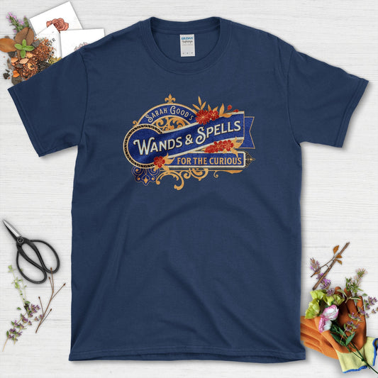 Wands and Spells Garden T-Shirt Navy / S / T-Shirts Physical Item